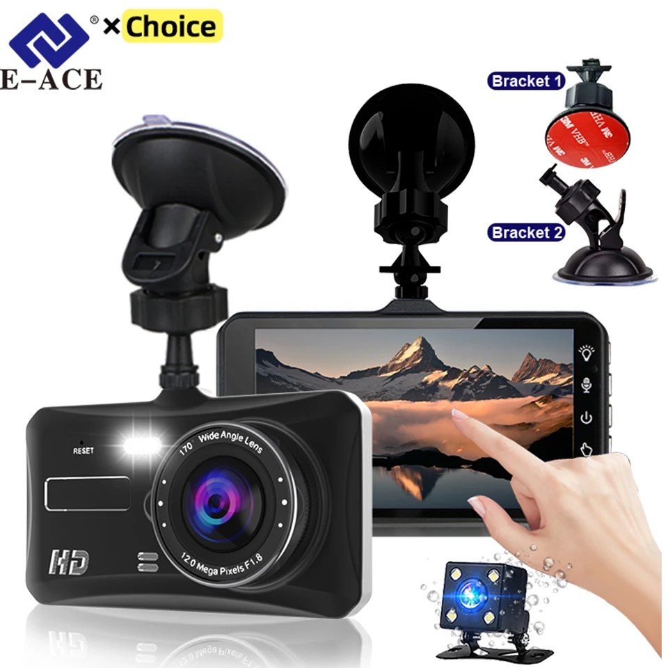 Dashcam 24H Touch Nachtsicht FULL HD 1080P Vorder- und Rückkamera 4,0 Zoll AUTO DVR Spiegel Digitaler Videorecorder DVR Black Box