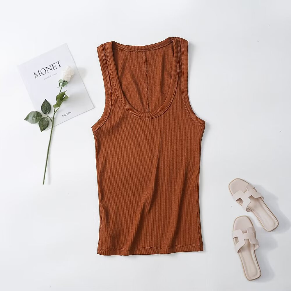 Spring/Summer New Product Women's Slim Fit Solid Color Suspended Ribbed Tank Top Spicy Girl Style T-shirt