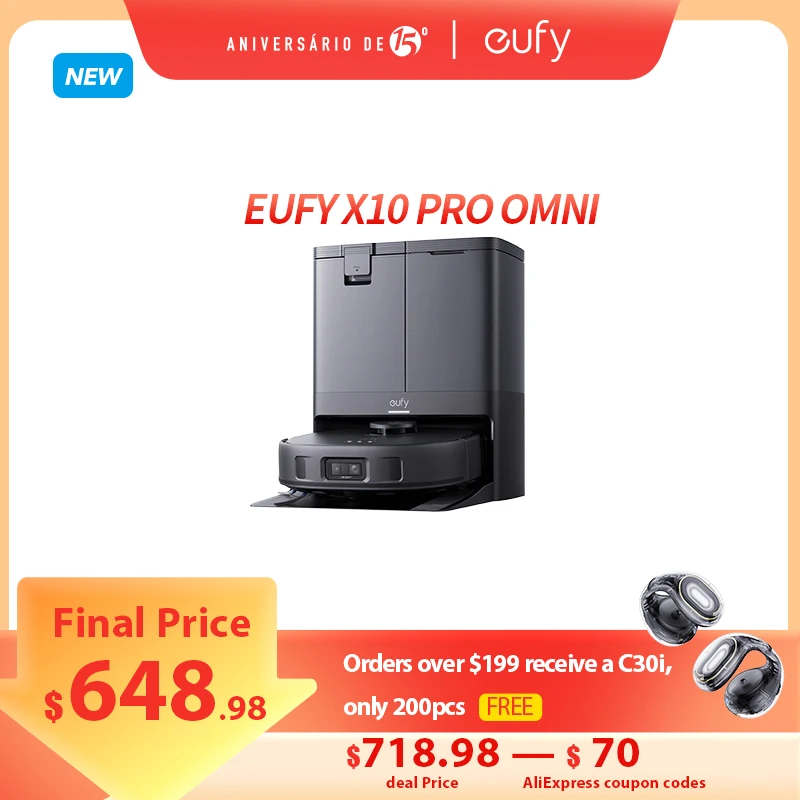 Eufy X10 Pro 옴니 로봇 진공 걸레, 8000 Pa 흡입 듀얼 걸레, 12 mm 자동 리프트 카펫 감지