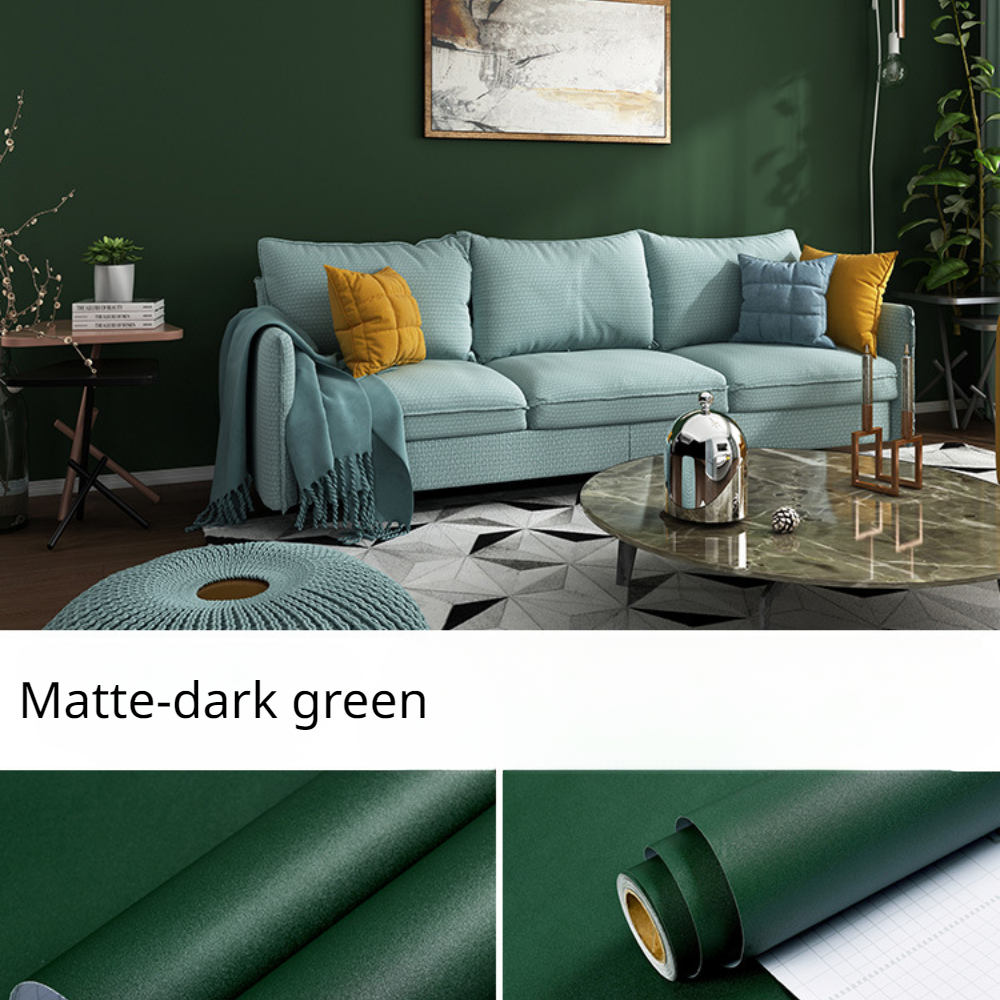 Papel de parede autoadesivo, cor sólida, série verde, à prova d'água, quarto, sala de estar, mesa, guarda-roupa, decoração de parede