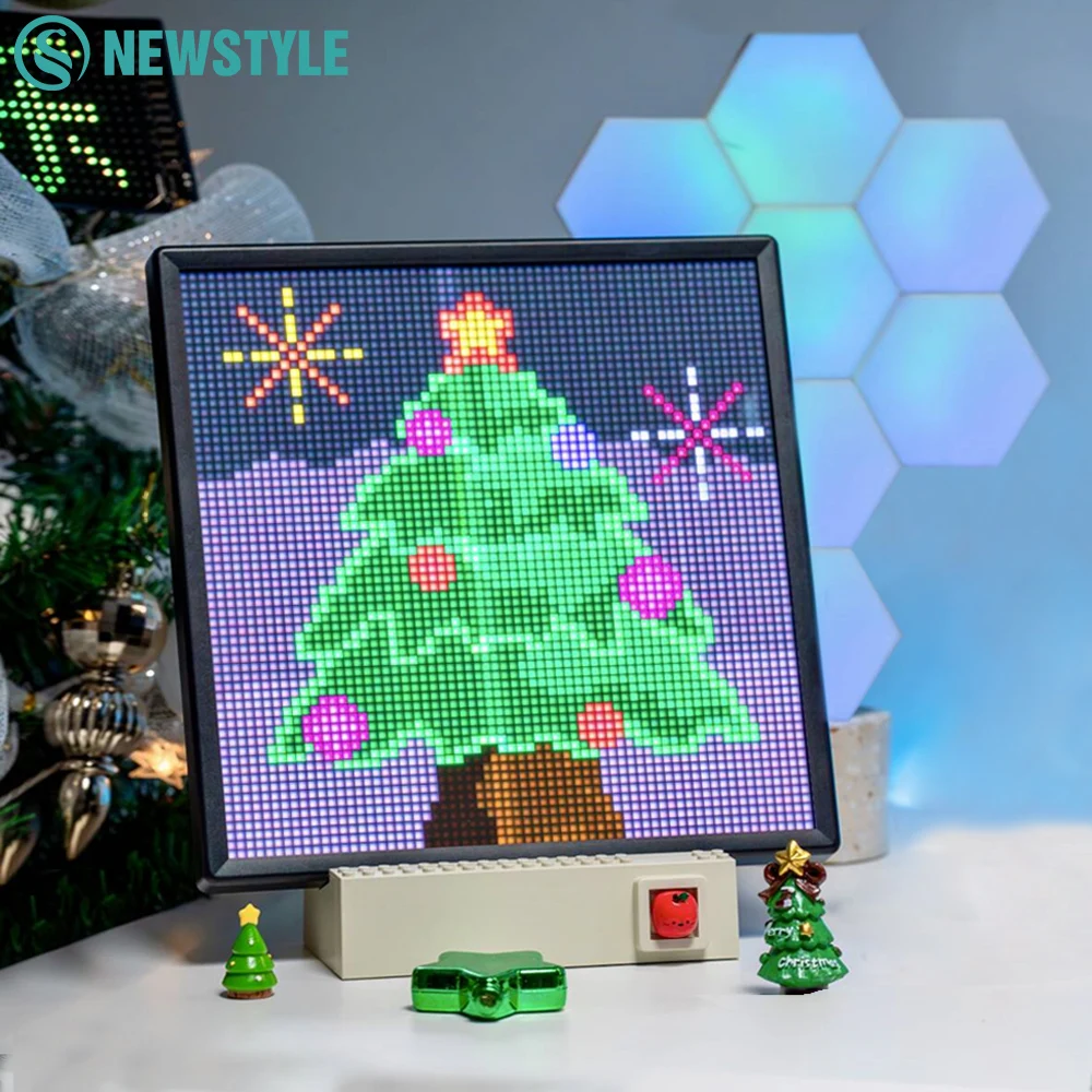 LED Pixel Art Display Screen 64x64 LED Digital Clock With Night Light APP Control Alarm Clock For Pixel Art in Home Decor