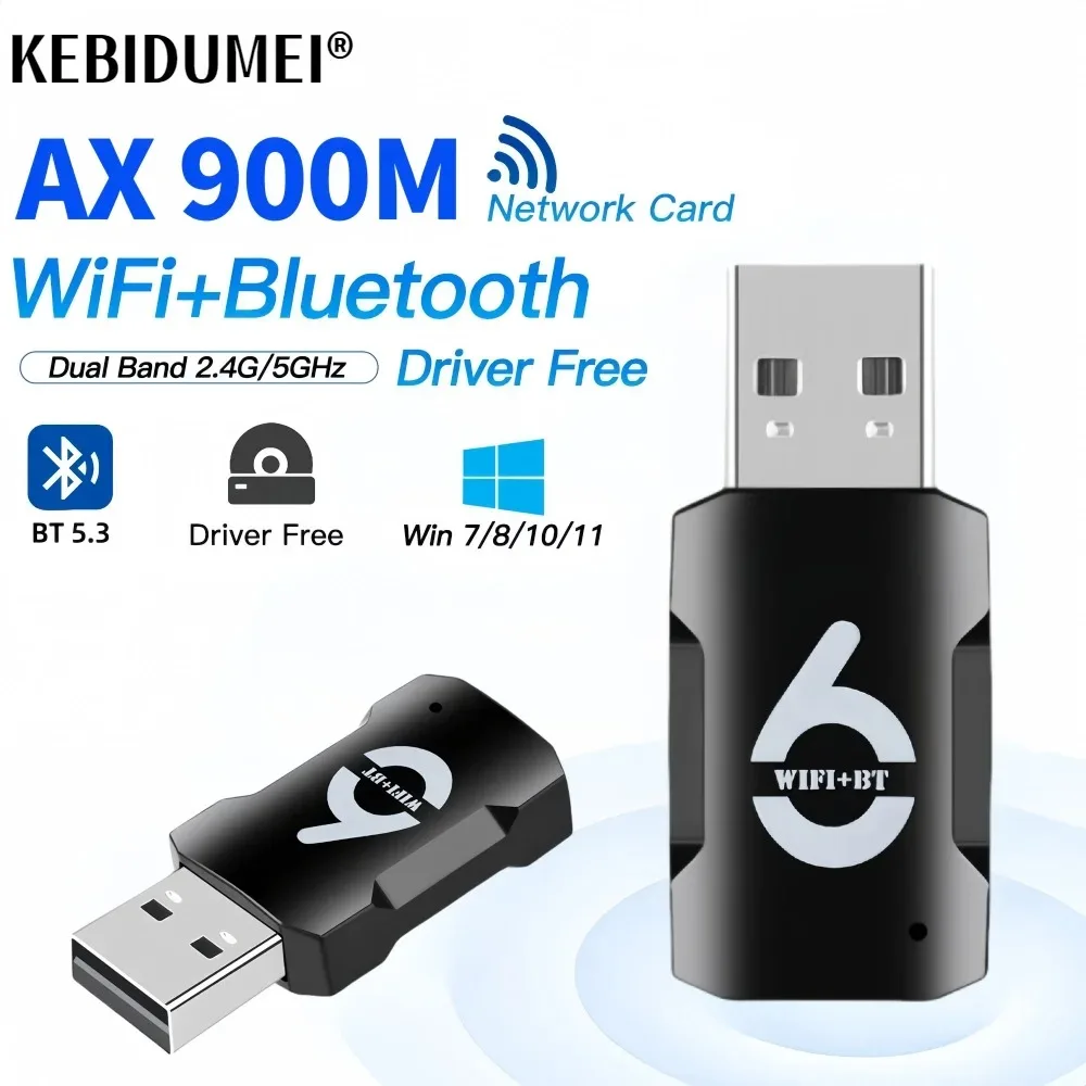 USB Wi-Fi 6 адаптер 900 Мбит/с, Bluetooth 5,0, двухдиапазонный беспроводной Wi-Fi адаптер для ПК, ноутбука, беспроводной приемник для WIN 8/10/11, Бесплатный драйвер