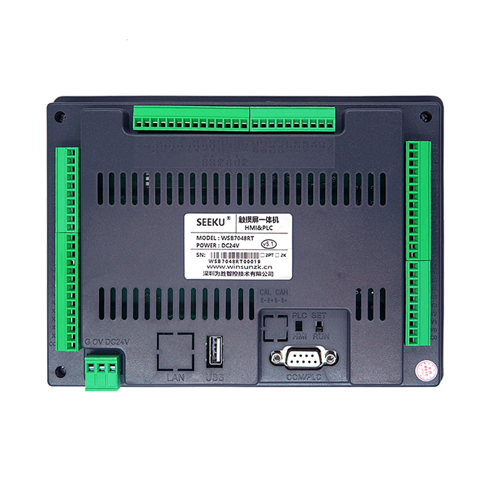 Ws7048 7 polegadas hmi plc tudo em um com painel integrado plc 0-10v 4-20ma analógico modbus 2ch pt100 k tipo opcional