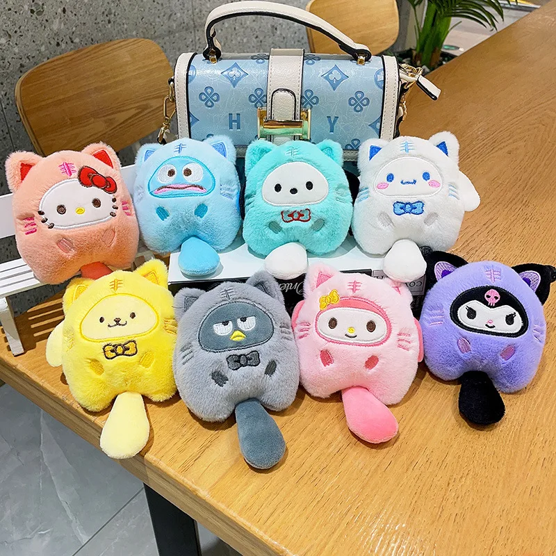 Sanrio Hello Kitty Melody Cinnamoroll Plüschpuppe Schlüsselanhänger Pochacco Niedlicher Schlüsselanhänger Cartoon Plüschtiere Tasche Zubehör Geschenke Spielzeug