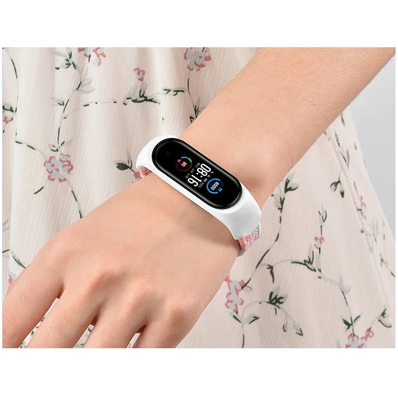 Braided Solo Loop สําหรับ xiaomi Mi band 7 สายนาฬิกาไนลอน NFC สร้อยข้อมือสมาร์ท Miband6 เข็มขัด correa บน Mi band 7 6 5 4 3
