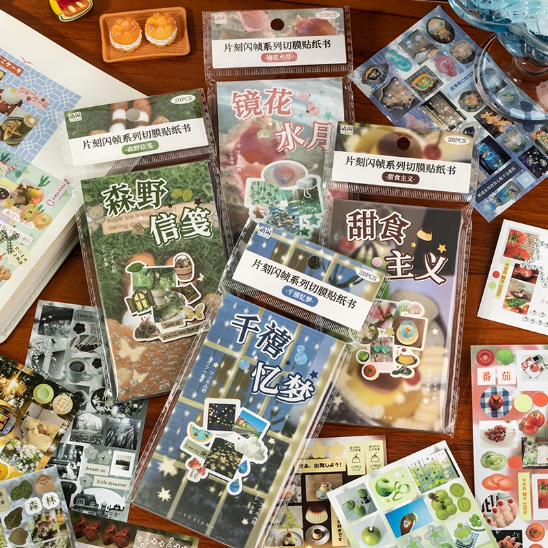 20 Pcs Die cut Stickers book Retro Cartoon Decorative handmade Scrapbooking supplies Diary Sticker Japanese Stationery Stickers