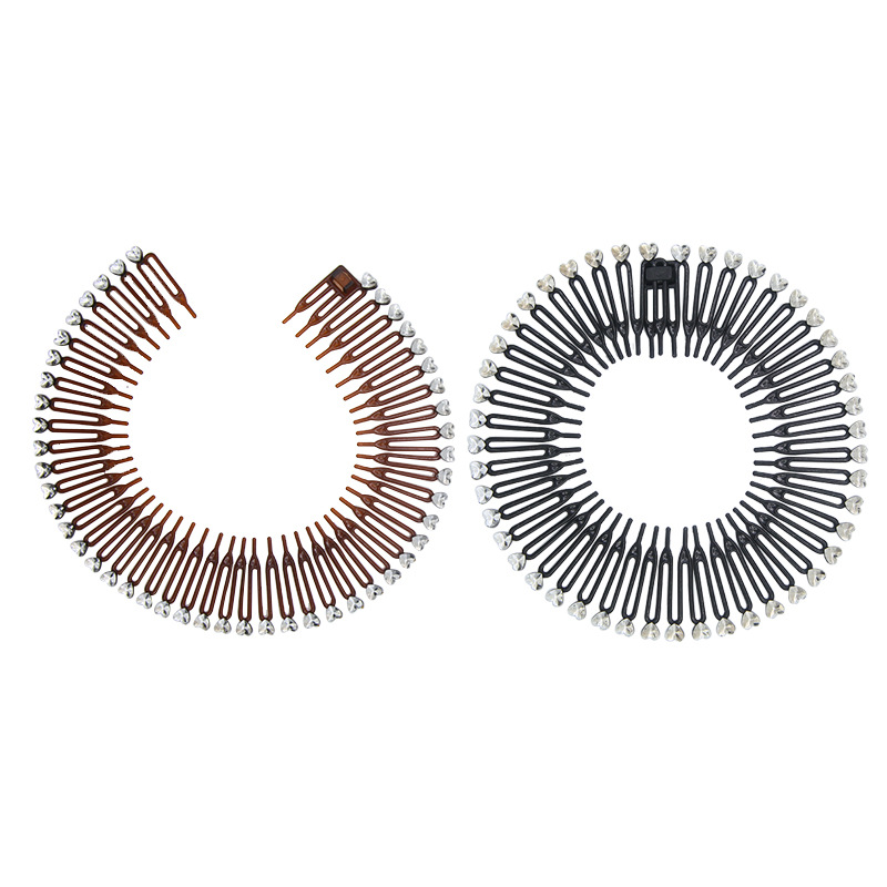 Feminino plástico círculo completo estiramento diamante flexível pente dentes bandana de cabelo clipe rosto lavagem fixa acessórios para o cabelo antiderrapante