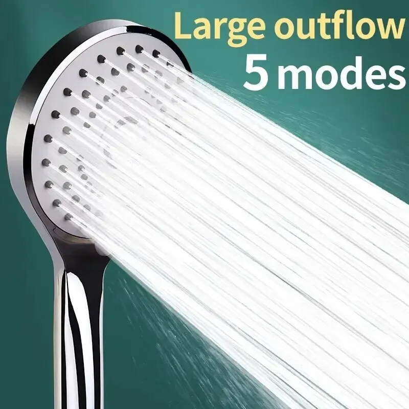 Badezimmer-Druckhandbrause, Paketzubehör, Duschdüse, großer Wasserausgang, 5 Modelle, universelle Anpassung, spart Wasser