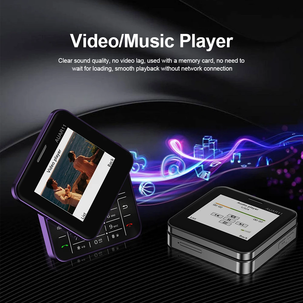 SERVO AUAR11 Rotate Screen Mini Mobile Phone Dual SIM Standby Blacklist Magic Voice FM Radio Torch Side Slider Square Cellphones