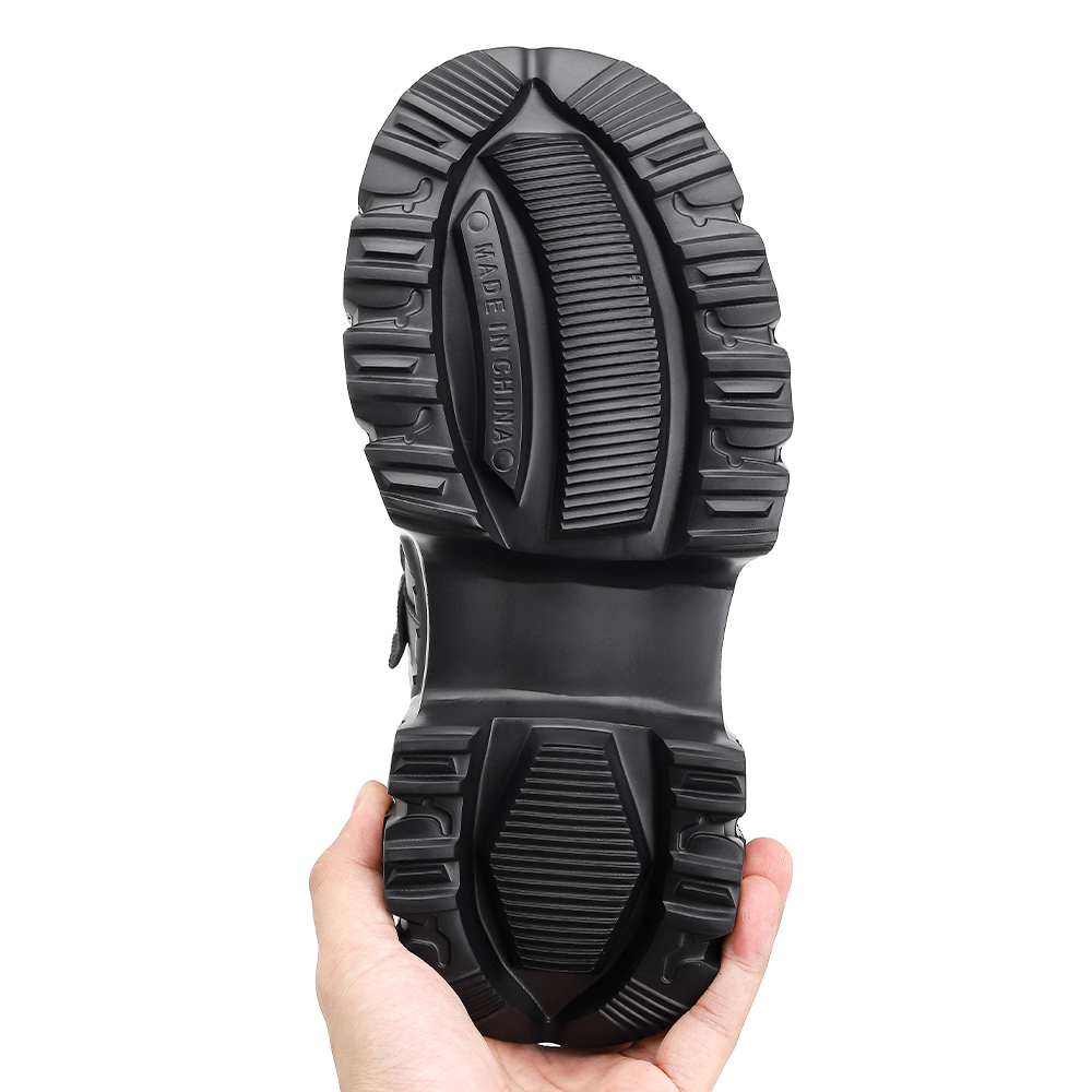 新しい女性の靴パンクスタイルレースアップヒールの高さ 6 センチメートルプラットフォームシューズ女性ゴシックアンクルロックブーツ金属装飾女性スニーカー