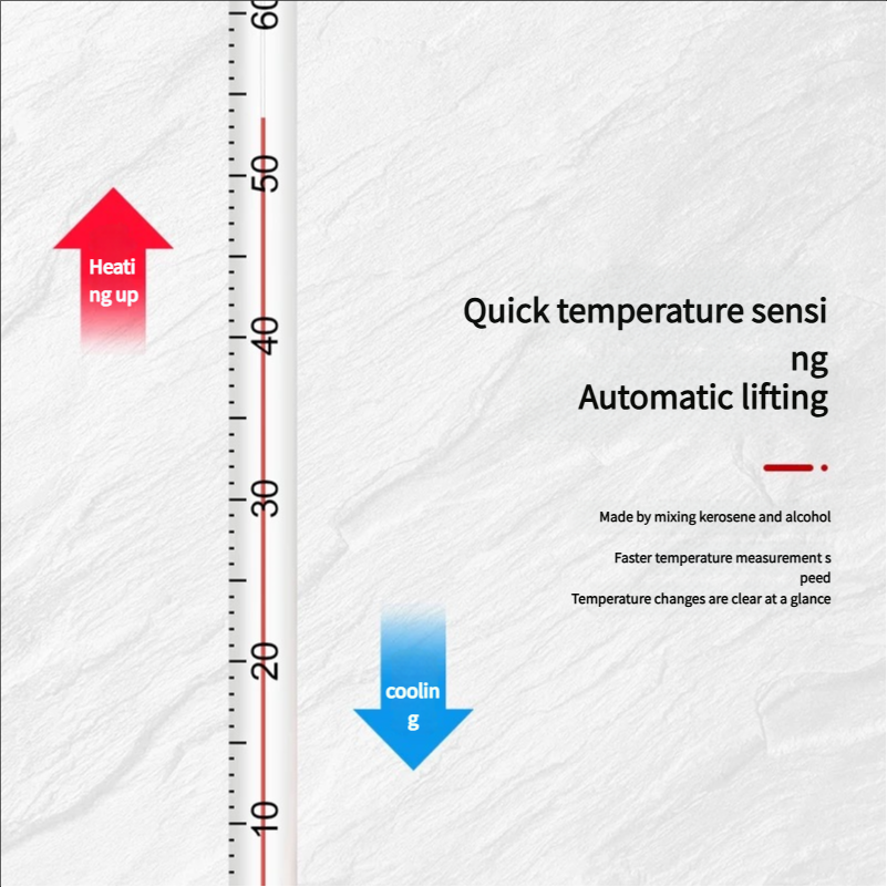 Termómetro de vidrio Celsius de 3 piezas 0-200 ℃   Medidor de temperatura líquida roja de laboratorio de longitud 265 mm