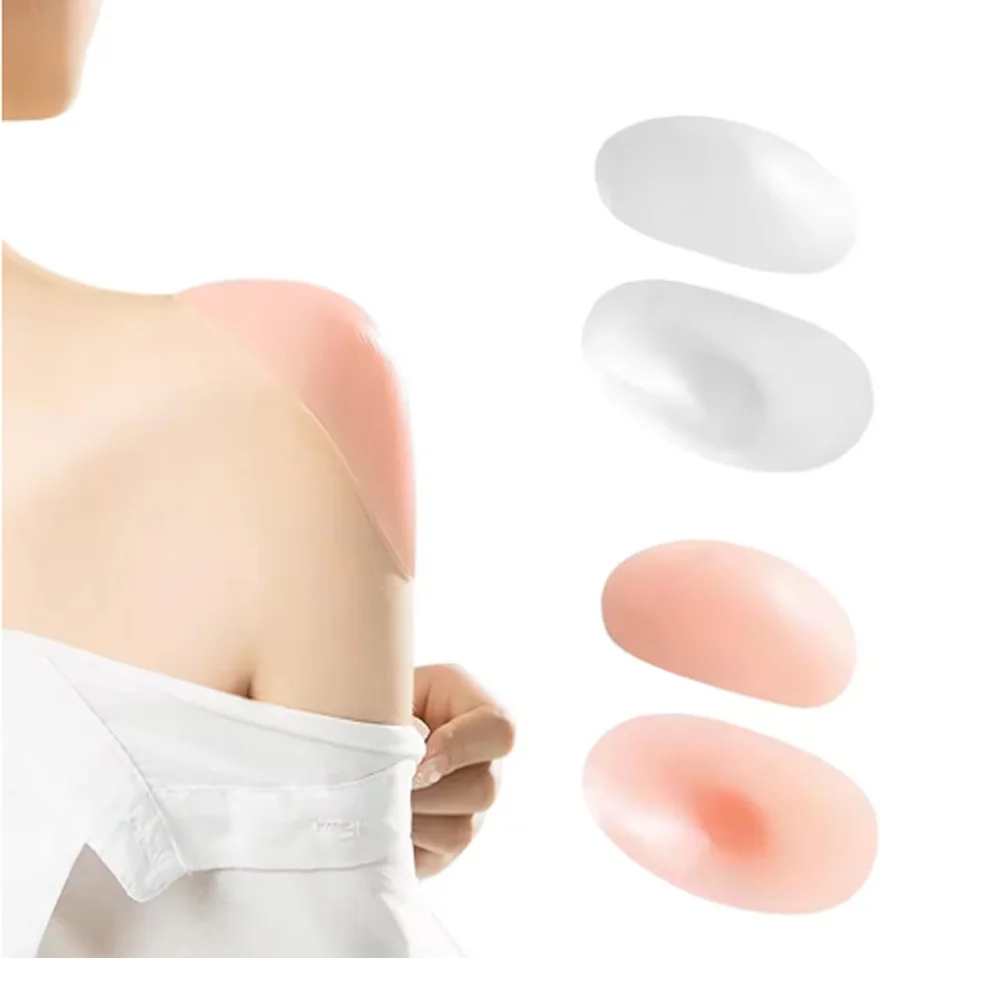 1 par invisível destacável respirável silicone almofada de ombro para mulher ombro realçador reutilizável auto-adesivo roupas