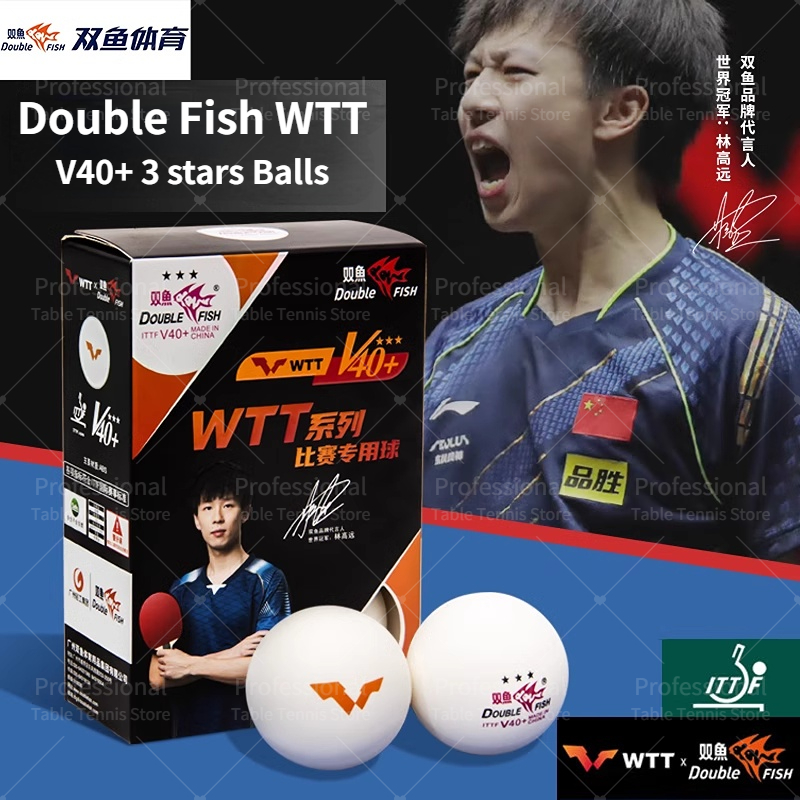 Bola de tênis de mesa dupla peixe wtt 3 estrelas (bola oficial wtt) peixe duplo original bolas de pingue-pongue de 3 estrelas ittf melhorado