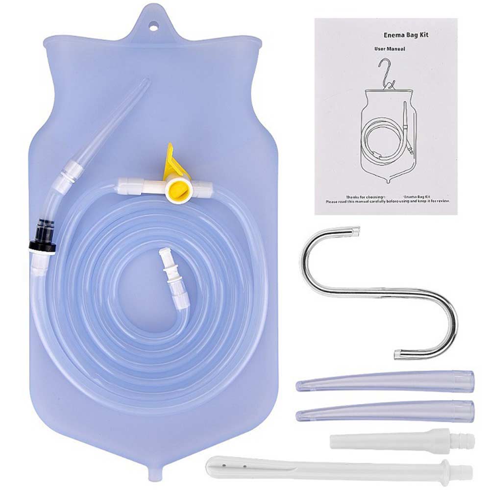 Kit de bolsa de Enema de 2L, manguera de Enema de bidé de silicona, boquilla de Enema, botella de tubo de Colon, Kit de cubo de Enema de café para ducha de limpieza de Colon