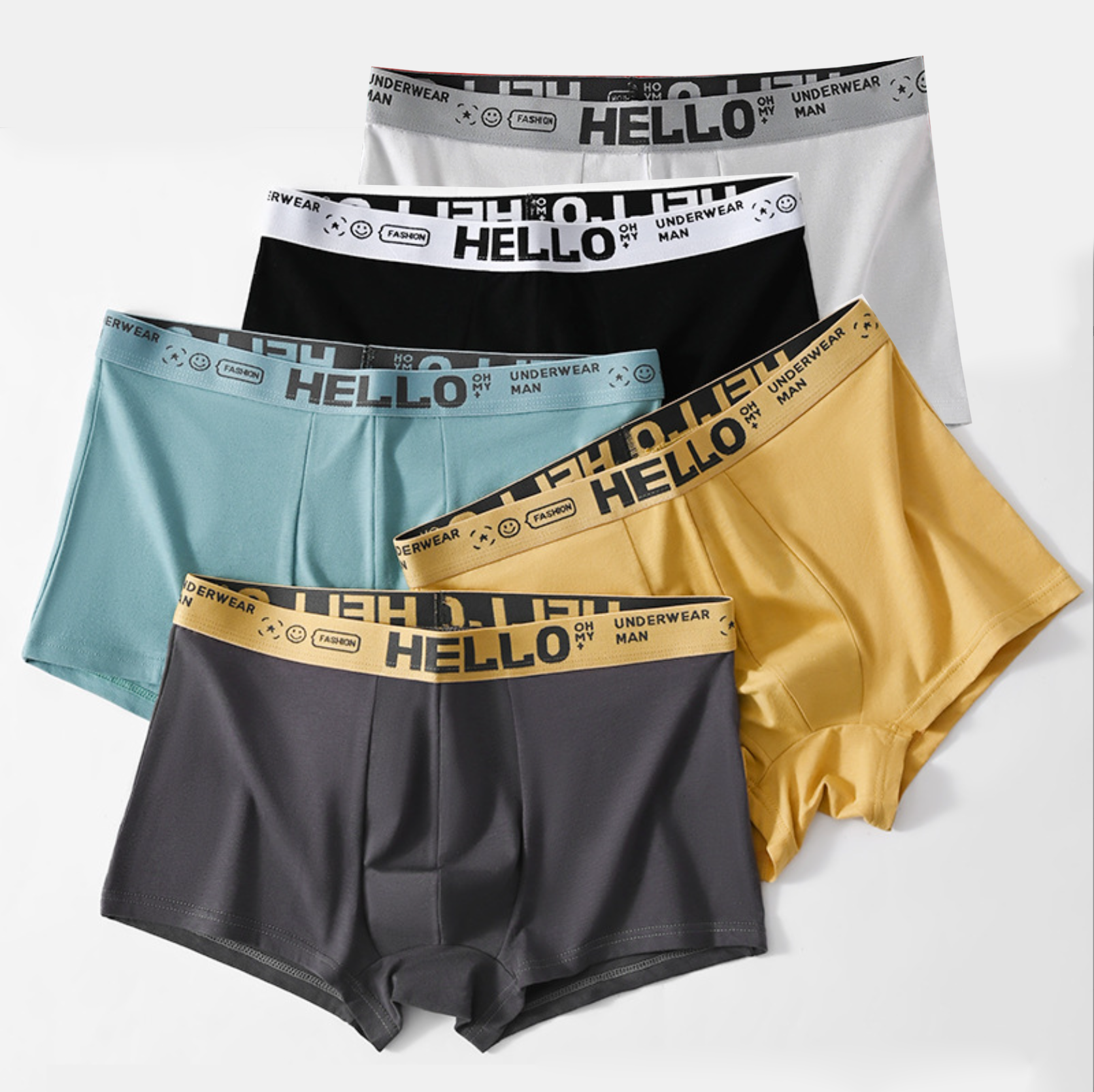 5pcs Men's Underwear, Breathable Comfy Quick Drying Stretchy Boxer Trunks, Sexy Underpants, Men's Trendy Boxer Panties