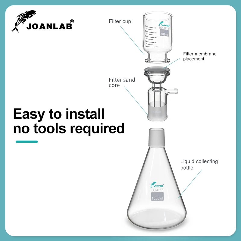 JOANLAB 1000ml Vacuum Filter Apparatus Lab Equipment Glass Filter Sand Core Liquid Solvent Membrane Filter With Rubber Tube