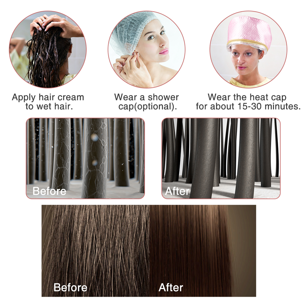 Tratamento Térmico Cap Cabelo para Mulheres, Aquecimento Steamer, Nutritivo Cuidados Acessórios, Capas para Casa, Spa, Salon Styling Secador