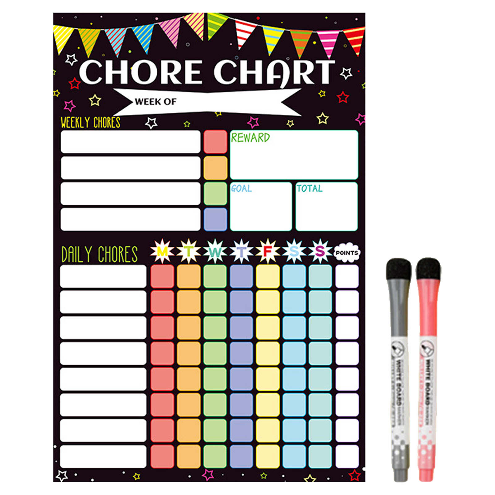 Tabla de tareas magnética, horario Visual semanal para niños, tabla magnética de borrado en seco, tabla de recompensas para niños pequeños, adolescentes y adultos