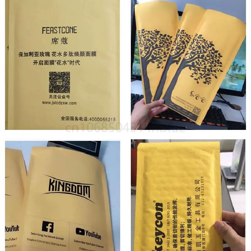 100 ชิ้น/เซ็ตกระดาษคราฟท์ฟองซองกระเป๋าข้อกําหนดที่แตกต่างกัน Mailers จัดส่งซองจดหมาย Bubble Mailing Bag