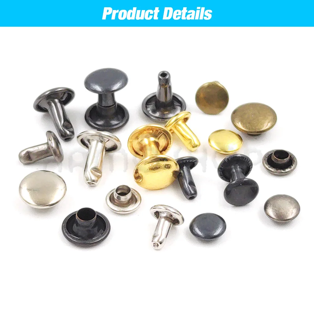 100 ชุด 6-8 มม.โลหะคู่หมวกรอบ Rivets Studs Collision เล็บ Spike Rock หนัง Craft รองเท้ากระเป๋าเข็มขัดเสื้อผ้าสร้อยข้อมือ DIY