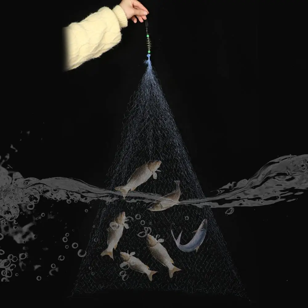 11 Size Fishing Net Trap Mesh Luminous Bead Netting Sea Fish Net Tackle Design Copper Shoal Cast Fishing Trap Fishing Tackle