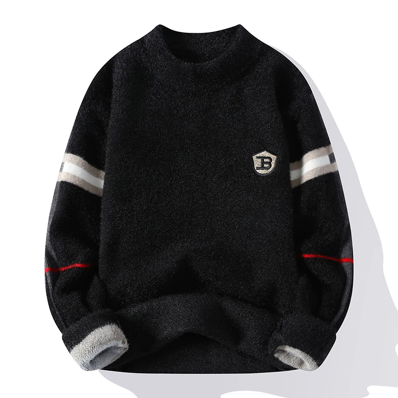 Herren reiner Nerz Kaschmir pullover Pullover Winter Herren warmer und modischer locker sitzender Langarm pullover Fleece pullover