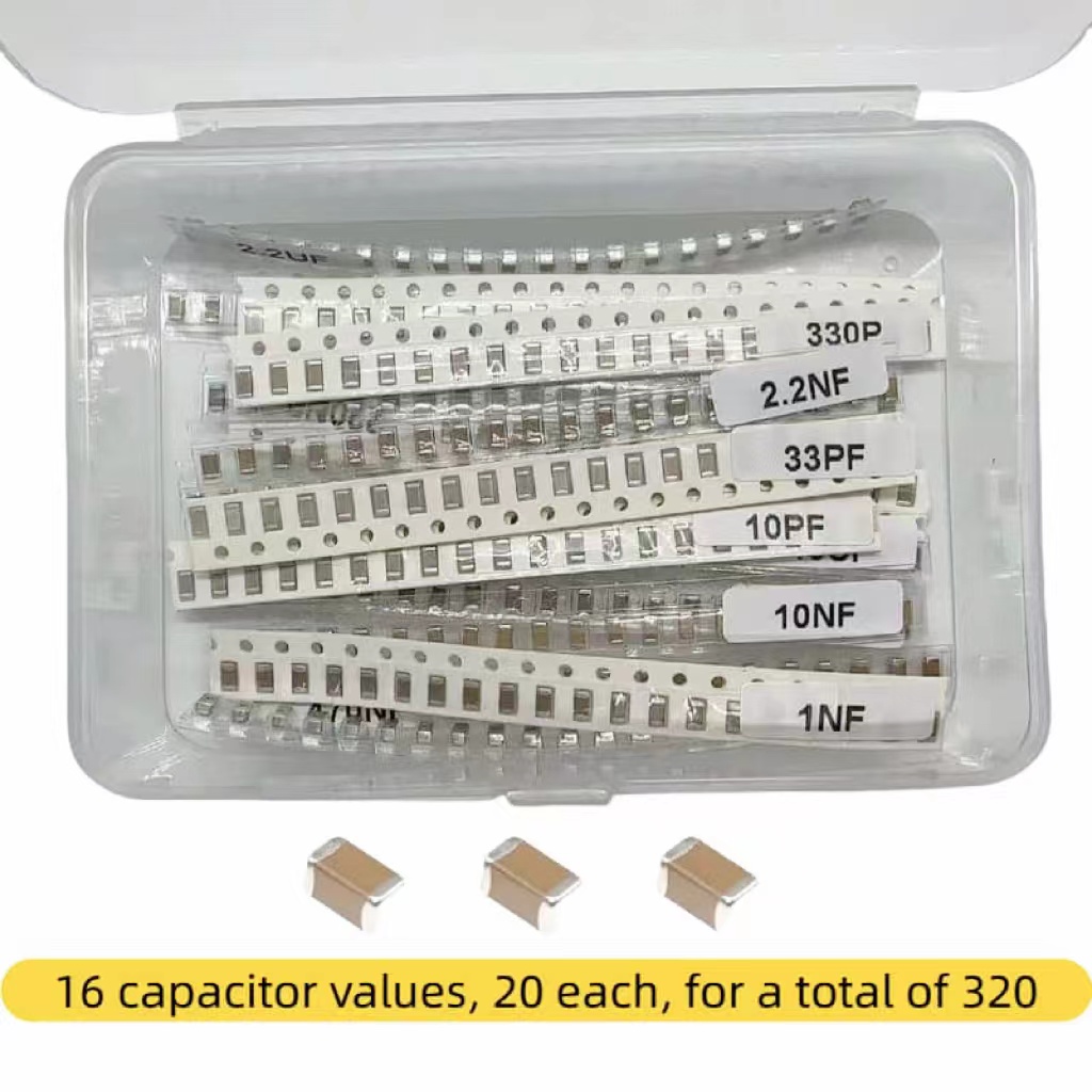 320 Piece 1206 SMD Capacitor Kit 16 values from 10pF to 22uF- Various capacitor banks forIndustrial SMD Capacitor Elements