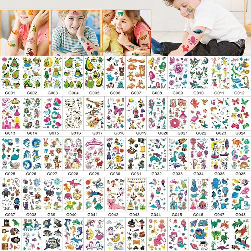 60 uds tatuajes temporales para niños Mini tatuajes de transferencia niño tatuajes falsos impermeables pegatinas ZS157