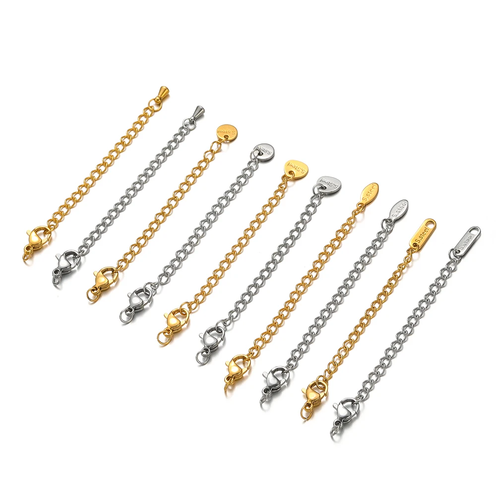 Conector de fechos lagosta de aço inoxidável, correntes de extensão, anéis de salto, conector para pulseira, colar, faça você mesmo, fabricação de jóias