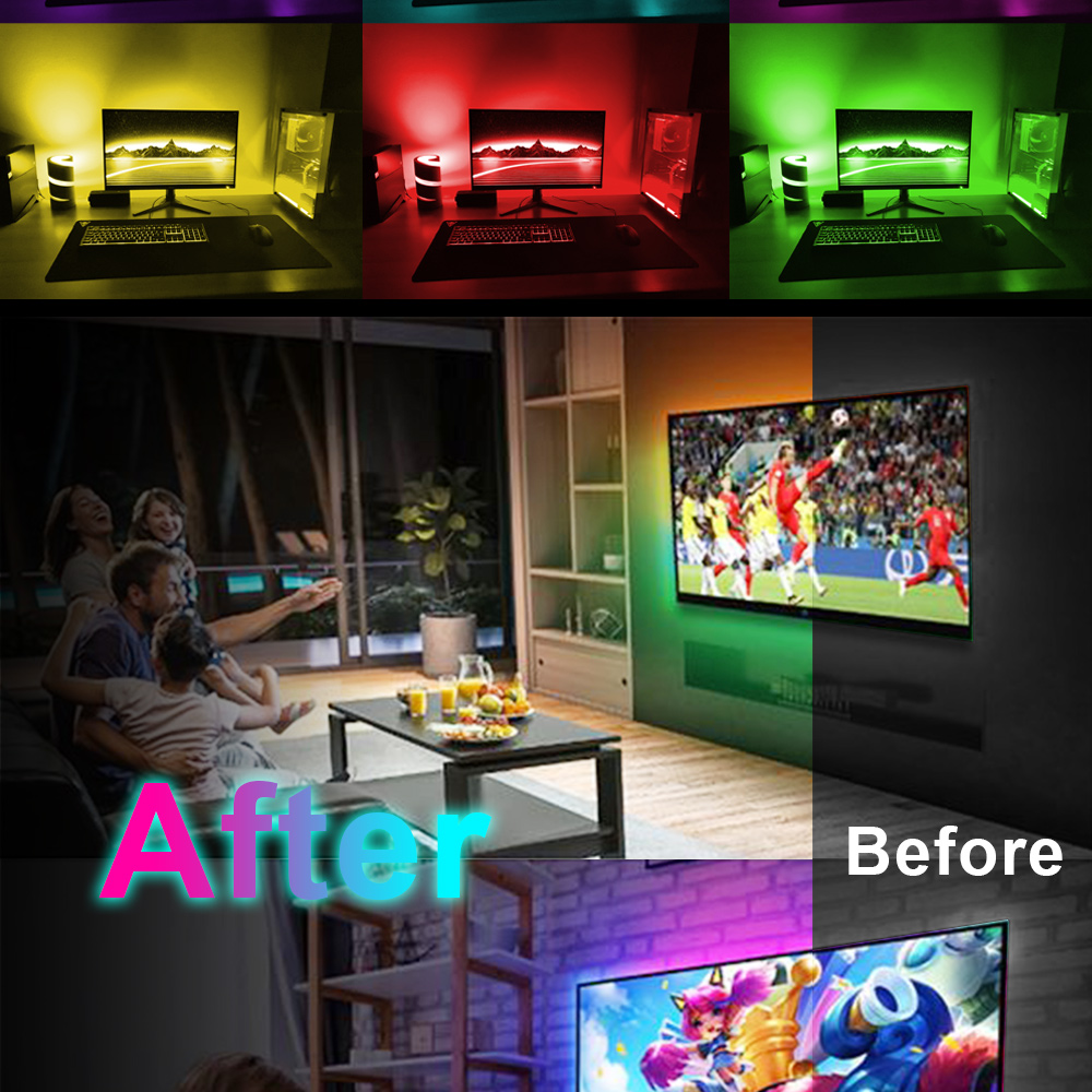 Tira de luces LED USB 2835 Bluetooth SMD 5V luces USB RGB cinta de lámpara LED Flexible cinta RGB autoadhesiva TV diodo de escritorio