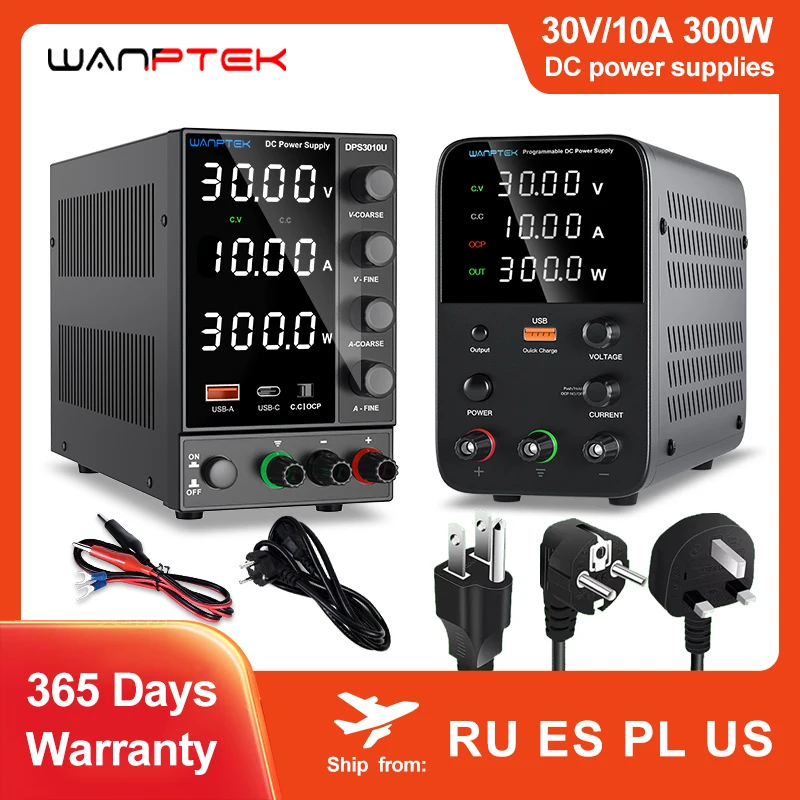 Wanptek 30V 10A Laboratoriumvoeding 60V 5A 120V 3A Verstelbare spanningsstroom met USB Snel opladen Lab DC-voeding