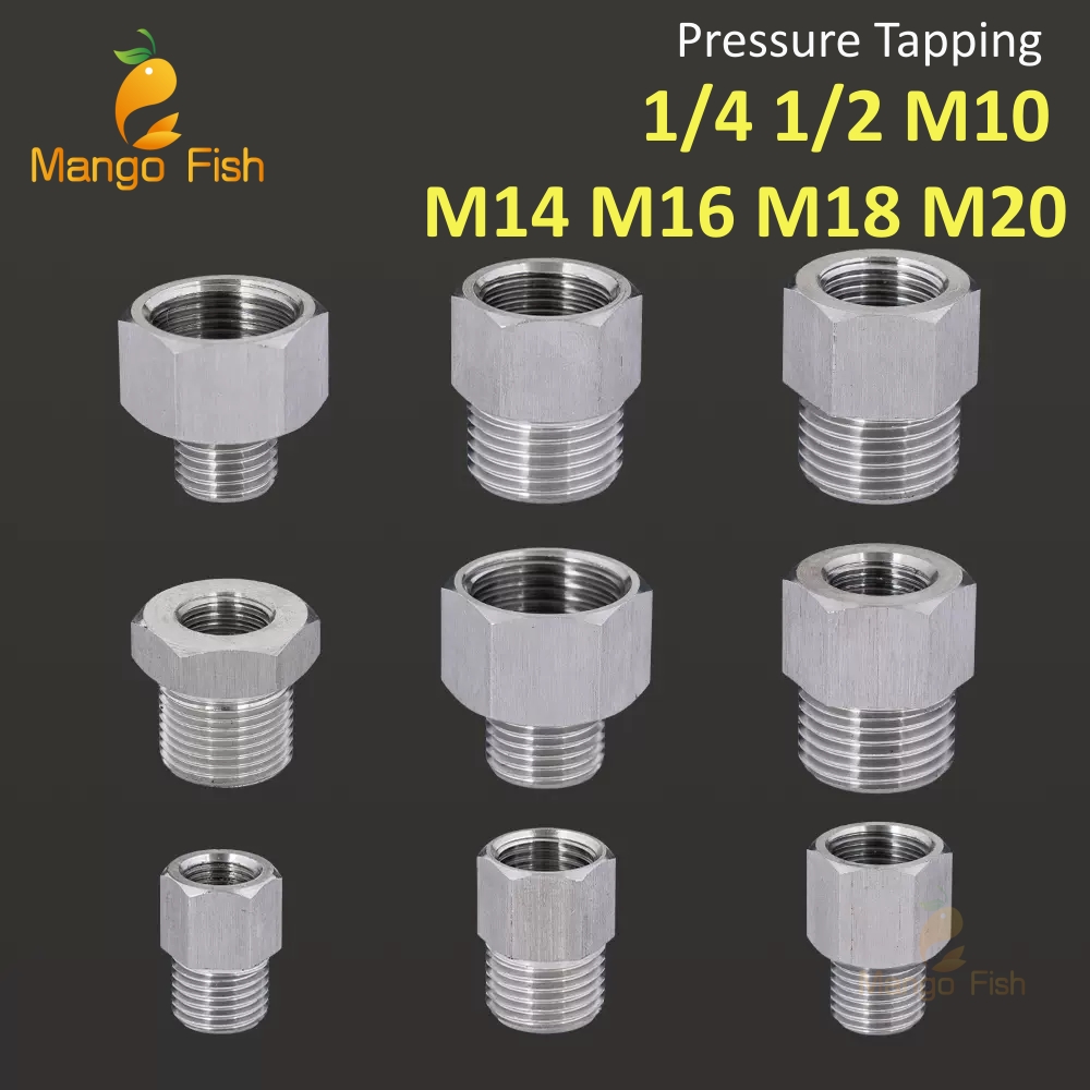 M14 * 1,5 M20 304, фитинг с наружной и внутренней резьбой из нержавеющей стали, адаптер для быстрого соединения 1/4 1/2, медное соединение для преобразования манометра