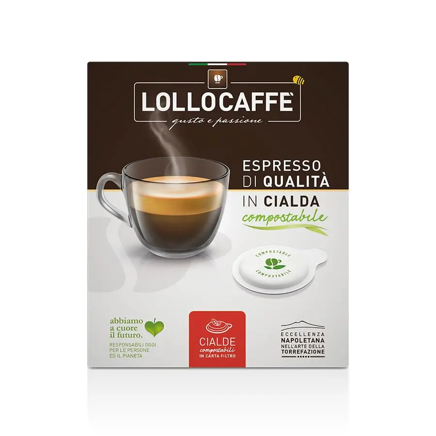 Café gaufré compostable Lollo, mélange d'argent, 600 dosettes, système ESE
