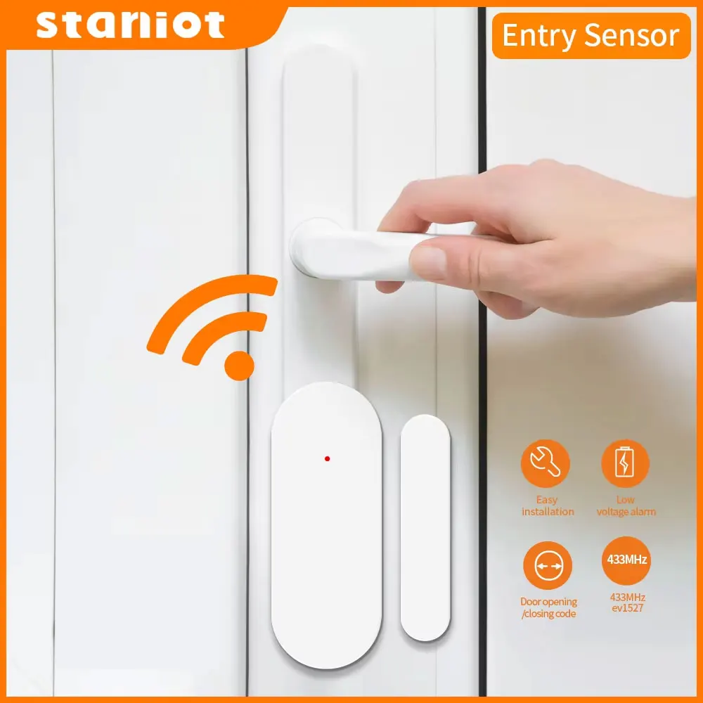 Staniot DS100 Tuya 433 МГц аксессуары для сигнализации умный пульт дистанционного управления беспроводной датчик сигнализации для дверей и окон детекторы открытия/закрытия двери