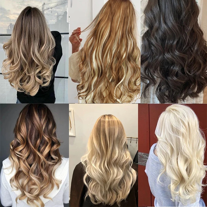 20 Zoll synthetische lange lockige Haarverlängerung V-förmiger BB-Clip-Stil unsichtbares schwarzblondes Haarteil für Frauen