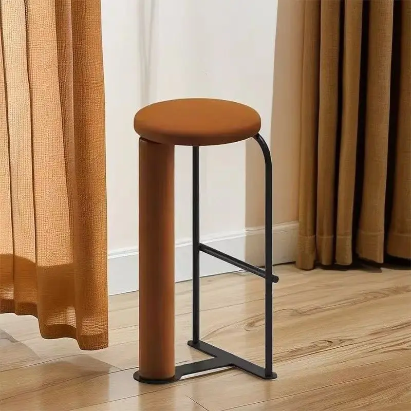 Modern Luxury Velvet Upholstered Bar Stool with Footrest Round Backrest Counter Height Chair for Cafe Bistro & Home Decor