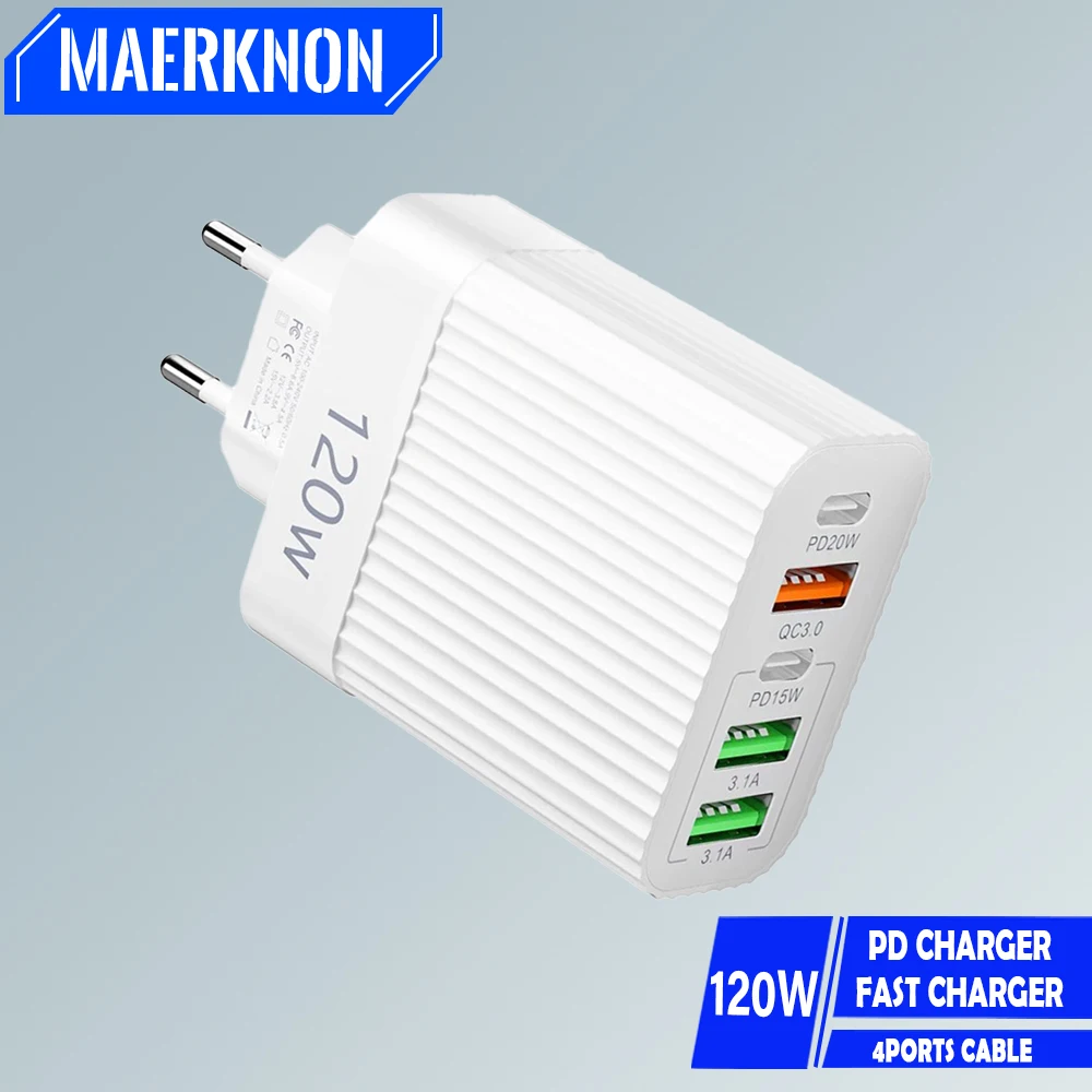 5 Ports USB Ladegerät Schnelle Lade Schnell Ladegerät 3,0 Typ C Handy Adapter Für iPhone 15 Samsung Xiaomi Wand ladegerät