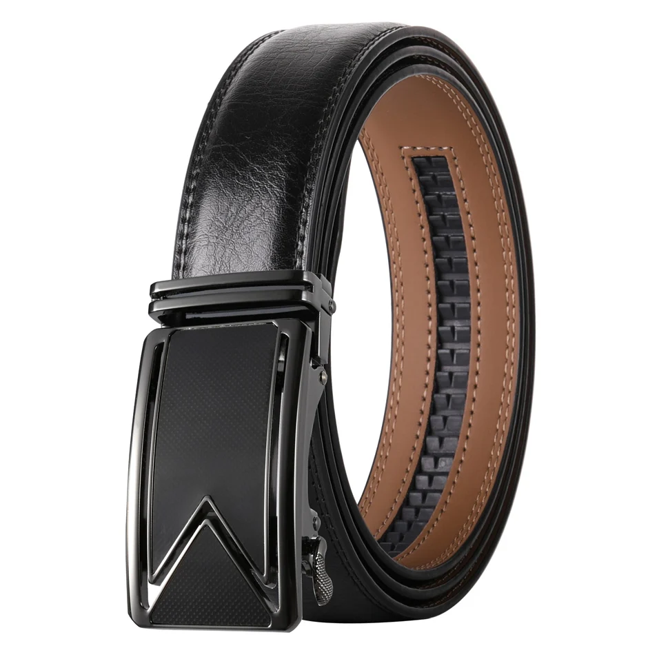Plyesxale-Cinturón de piel de vaca 2024 para Hombre, cinturones de cuero genuino para Hombre, cinturones con hebilla automática de lujo, Cinturones marrones y negros para Hombre B55