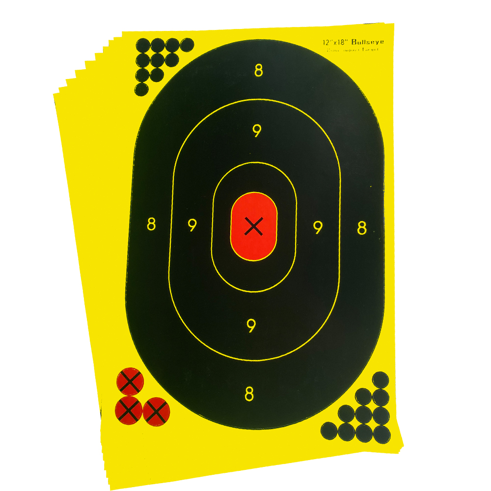 Bersagli adesivi da tiro autoadesivi da 12"X18" Splash & Reattive (impatto di colore) (modello di pista atletica nera) 10 pezzi
