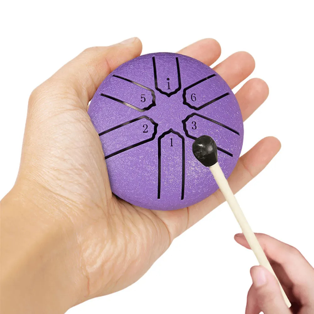 3 pollici 6 toni lingua d'acciaio tamburo all'aperto pioggia tamburo strumento mini tamburo a mano bacchette etere accessori per batteria a percussione
