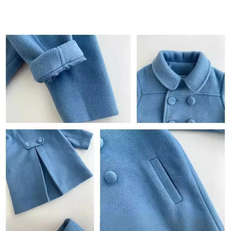 สาวฤดูหนาวยาวแฟชั่นผ้าฝ้ายเสื้อ 2024 เด็กสาวเกาหลีสไตล์หนา Double-breasted Coat เด็กเสื้อแจ็คเก็ตอุ่น