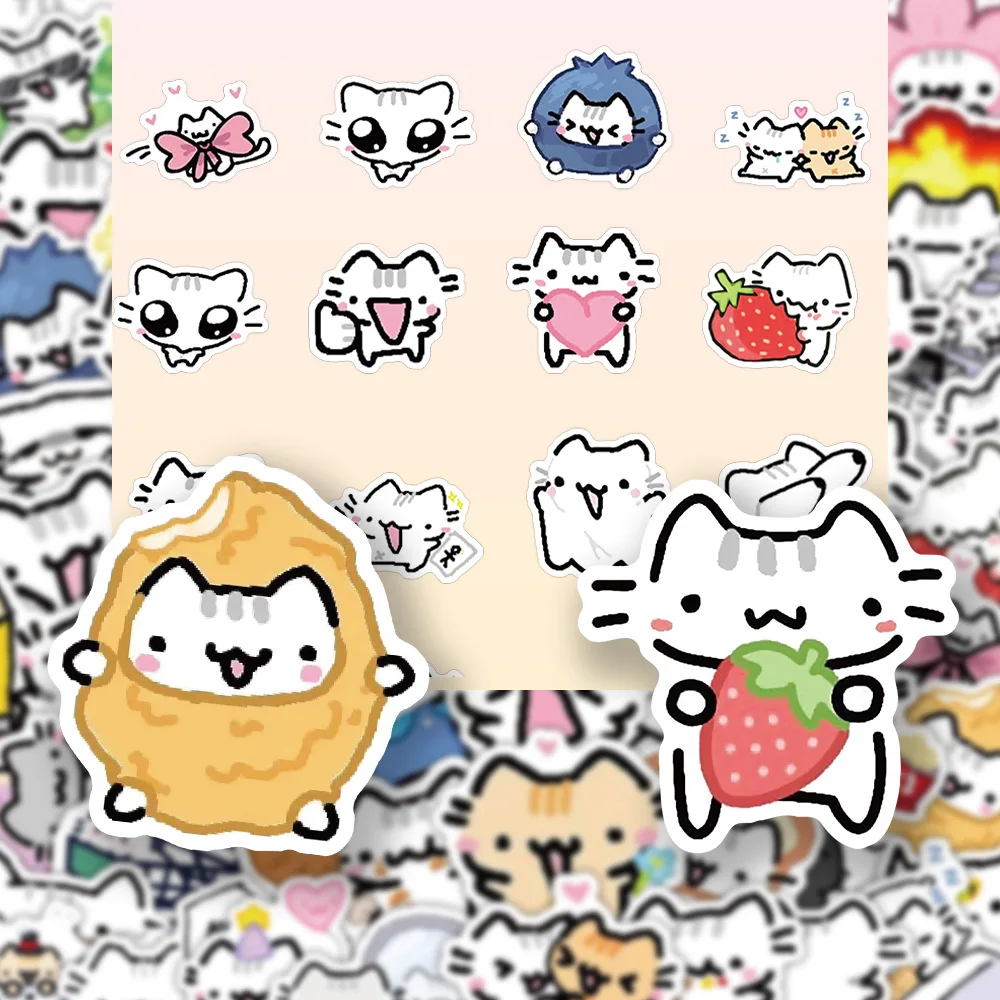 10/30/72 Uds línea gatito pegatina de Graffiti diaria lindo gato pegatina de dibujos animados para ordenador portátil teléfono guitarra taza monopatín pegatina impermeable