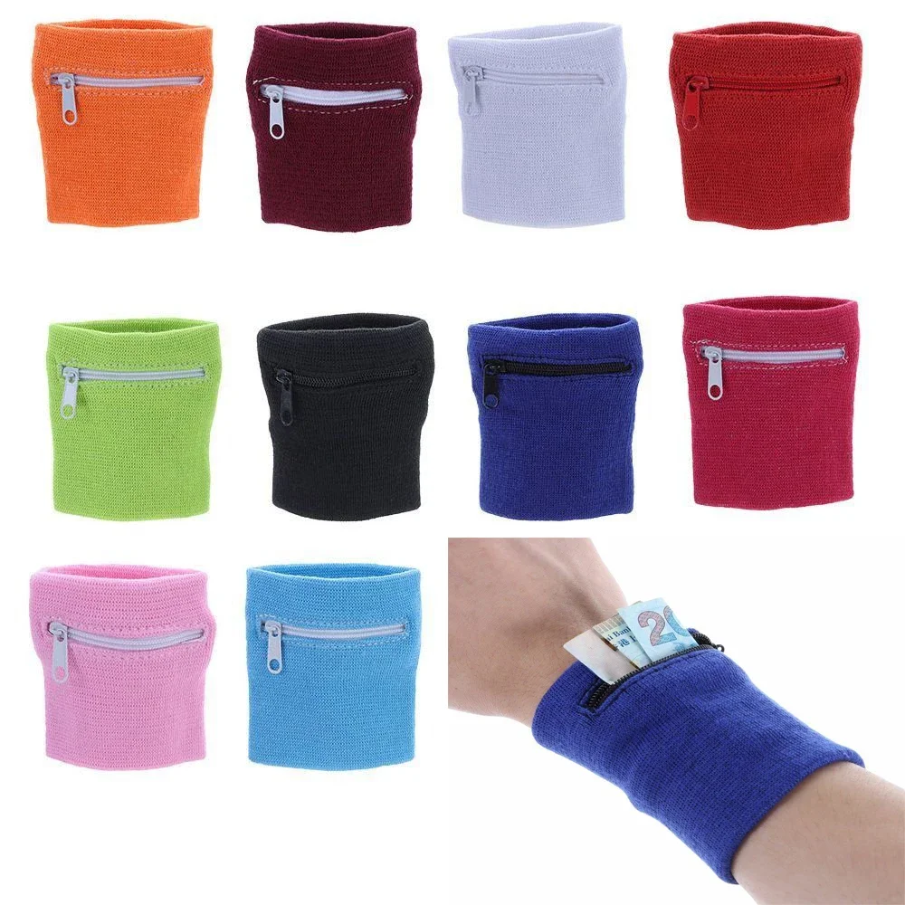 Pulsera deportiva con cremallera, soporte para muñeca, billetera multifunción para gimnasio, brazalete para correr, bolsa de almacenamiento de tarjetas clave, monedero para ciclismo, banda para el sudor