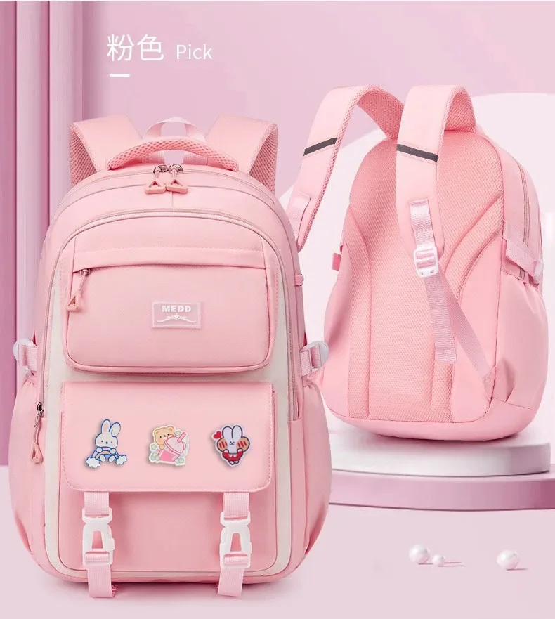 Ergonomic Lightweight and Load Reducing Backpack for Girls Waterproof Breathable Multi-layer Large Capacity Elementary School