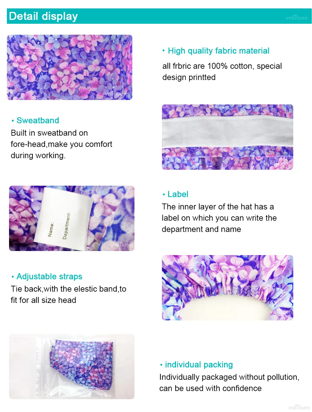 Großhandelspreise Schönheitspflege Arbeitshut Scrubs Caps Doctores Gorro Quirurgico Scrub Cap Krankenschwester Zubehör