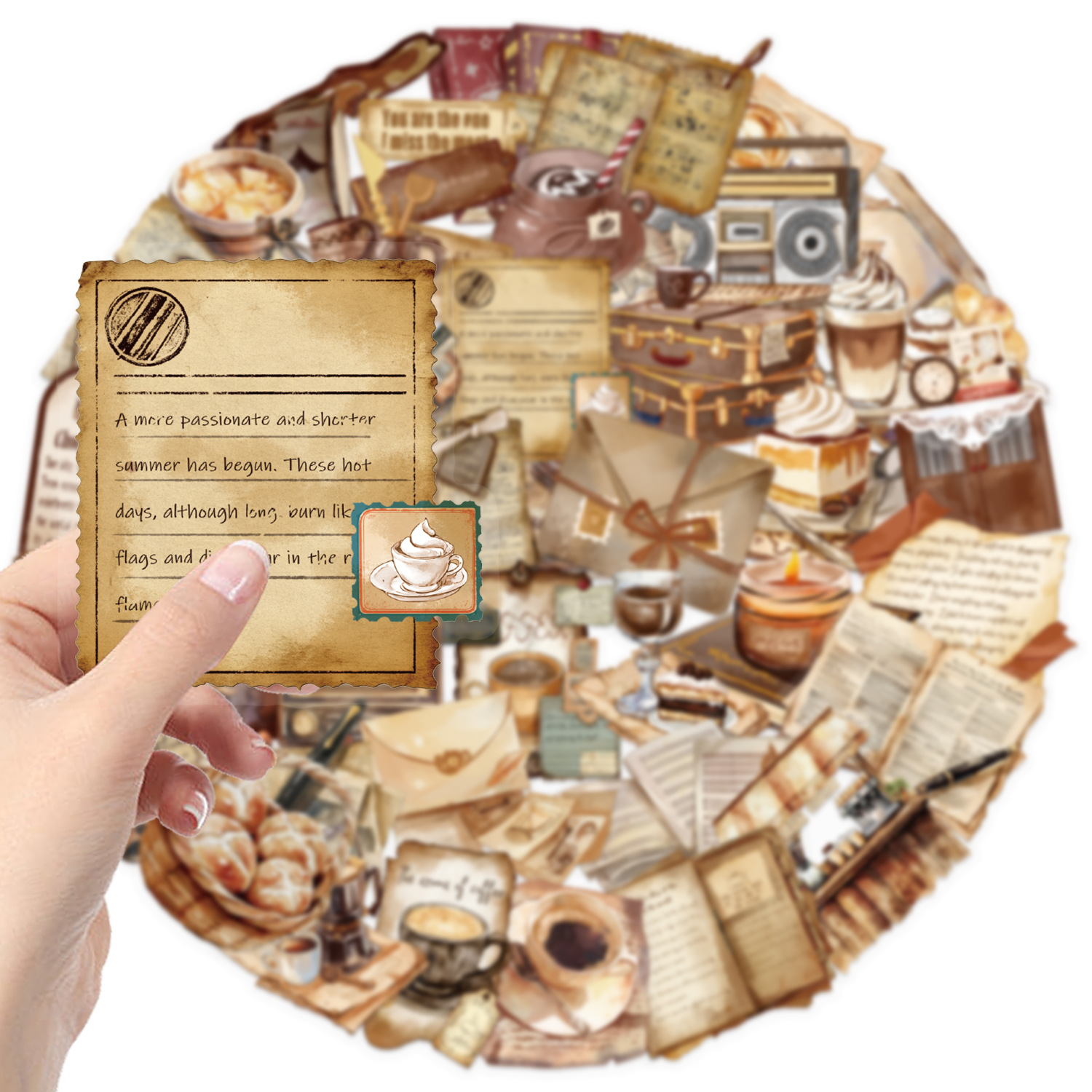 50 pçs retro café dos desenhos animados graffiti adesivos skate garrafa de água notebook telefone móvel brinquedo decalque adesivo pet decoração