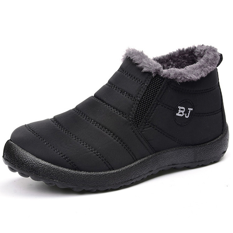 Botas de nieve sin cordones para mujer, Botines impermeables, color negro, invierno, 2023