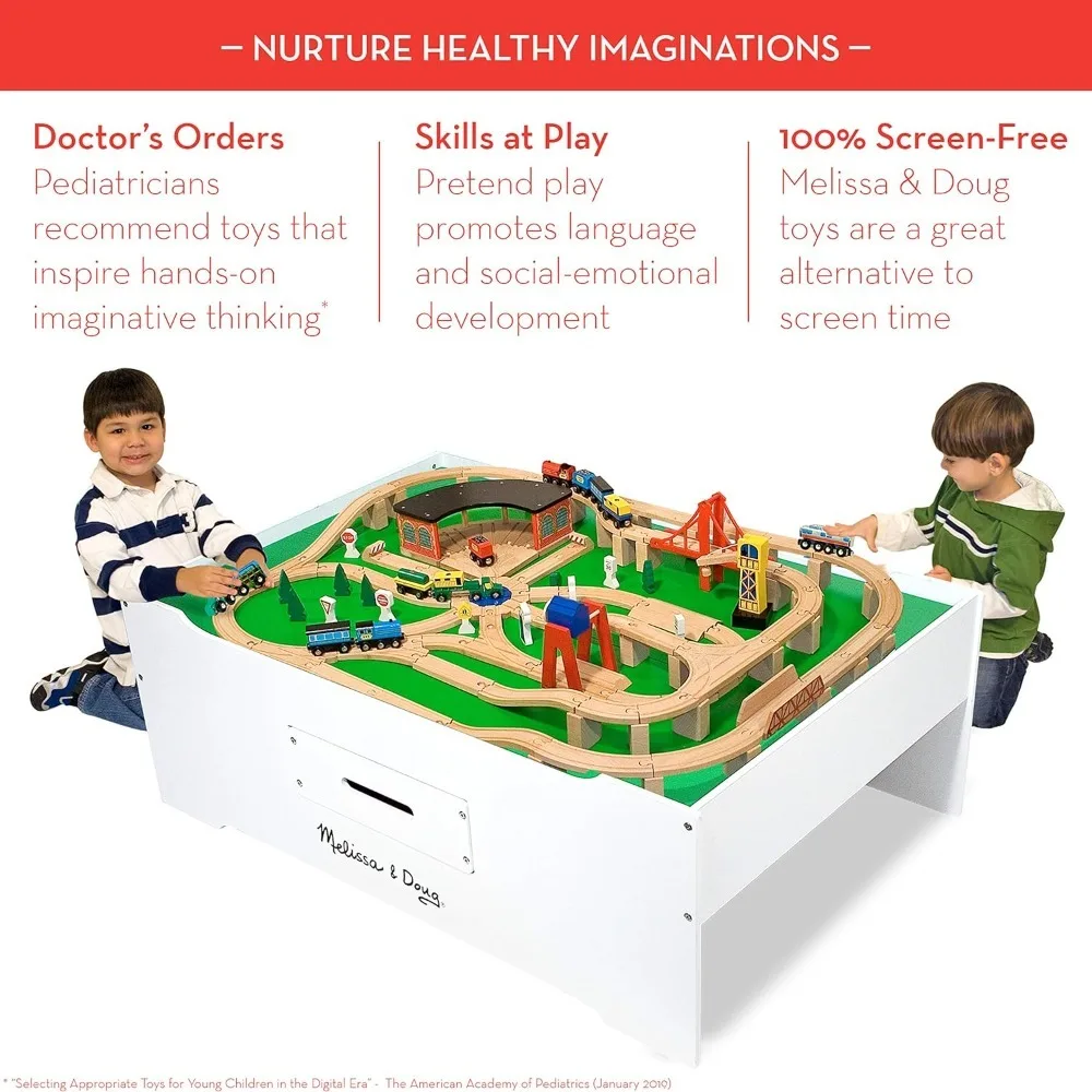 Deluxe Wooden Multi-Activity Play Table for Playroom - Kids Activity Table With Storage, Furniture, Train Table