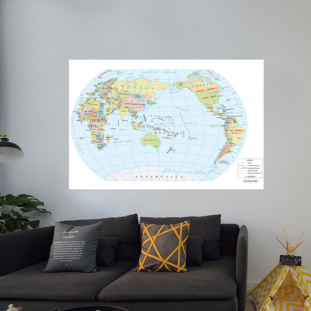 Cuadro colgante decorativo del mapa del mundo, póster artístico de pared sin marco, impresiones no tejidas, pintura de vinilo para sala de estar y hogar, 150x100cm