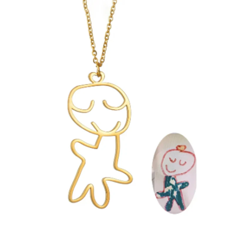 Treebud personalizado desenho infantil colar de aço inoxidável para mulheres homens especial logol arte pingente jóias presente
